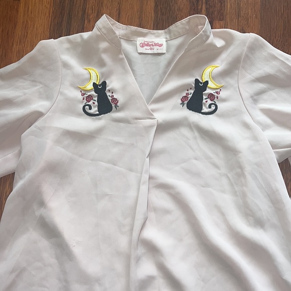 Rare GU Collaboration Embroidery Blouse Women's S Size (Japanese Size) Pink - Picture 2 of 16